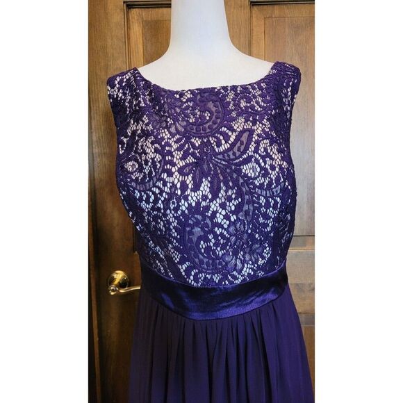 Women's Ever Pretty Dark Purple Lace Formal Long Dress Chiffon Satin Size 14 - Picture 2 of 11